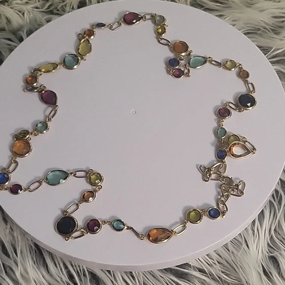 Gold Tone Double Strand Station Necklace 22” (44") Lobster Clasp - Picture 8 of 8